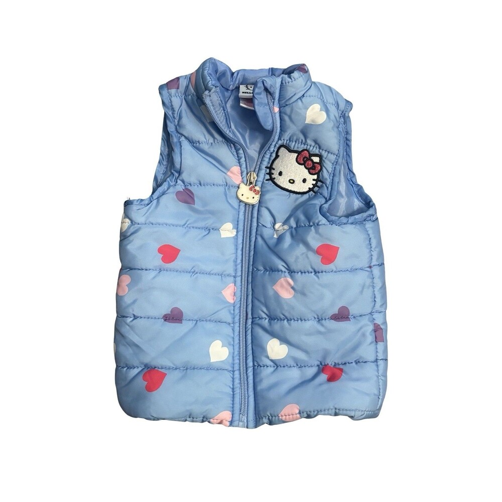 Hello Kitty Sanrio 12 Month Blue Puffer Vest with Hearts Size 12 Months